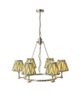 Arabella & Zigzag Multi Arm Pendant Light Bright Nickel Cotswold Green