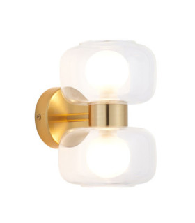 Rossano Up & Down Wall Lamp Warm Brass Clear/Frosted Glass-1