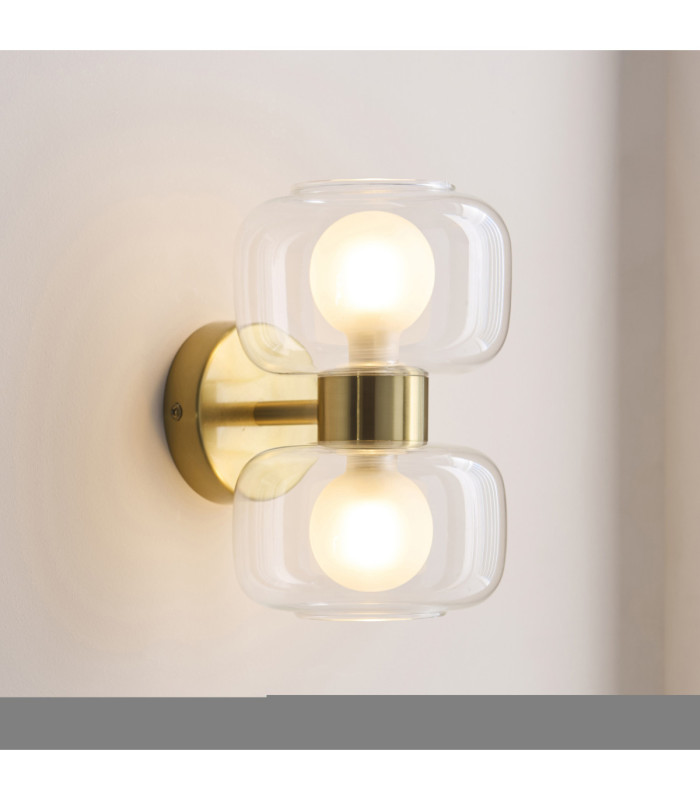 Rossano Up & Down Wall Lamp Warm Brass Clear/Frosted Glass-4