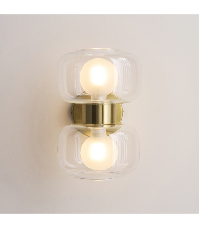 Rossano Up & Down Wall Lamp Warm Brass Clear/Frosted Glass-5