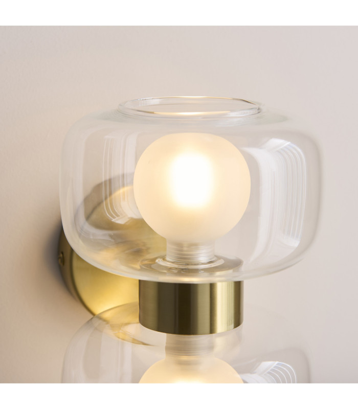 Rossano Up & Down Wall Lamp Warm Brass Clear/Frosted Glass-7