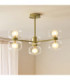 Rossano Multi Arm Semi Flush Ceiling Light Warm Brass Clear/Frosted Glass-3