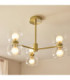 Rossano Multi Arm Semi Flush Ceiling Light Warm Brass Clear/Frosted Glass-4