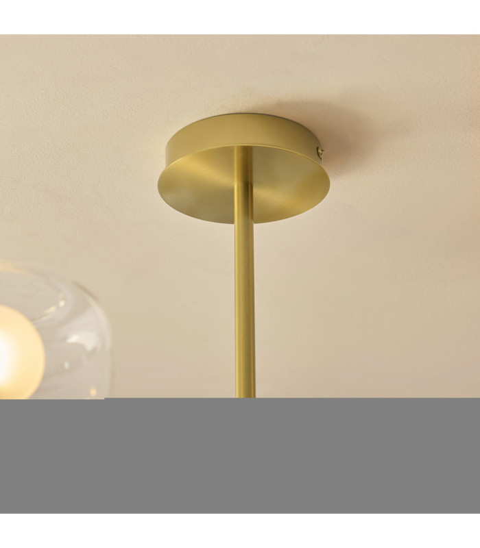 Rossano Multi Arm Semi Flush Ceiling Light Warm Brass Clear/Frosted Glass-8