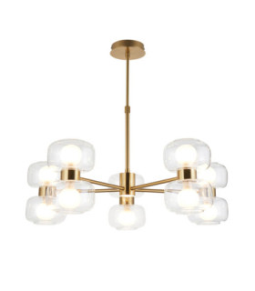 Rossano Multi Arm Semi Flush Ceiling Light Warm Brass Clear/Frosted Glass-1