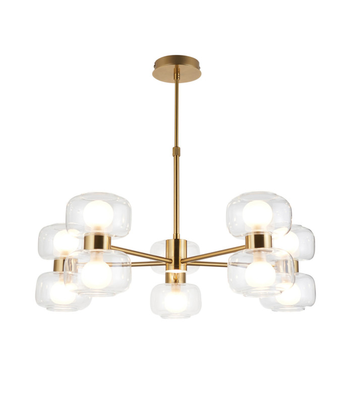 Rossano Multi Arm Semi Flush Ceiling Light Warm Brass Clear/Frosted Glass-1