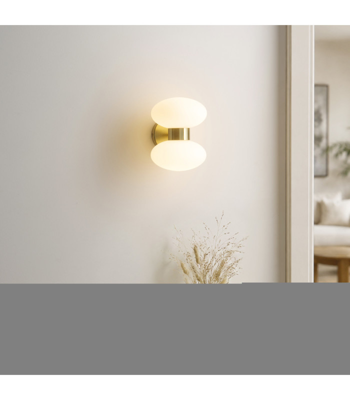Rossano Up & Down Wall Lamp Warm Brass Opal Glass-2
