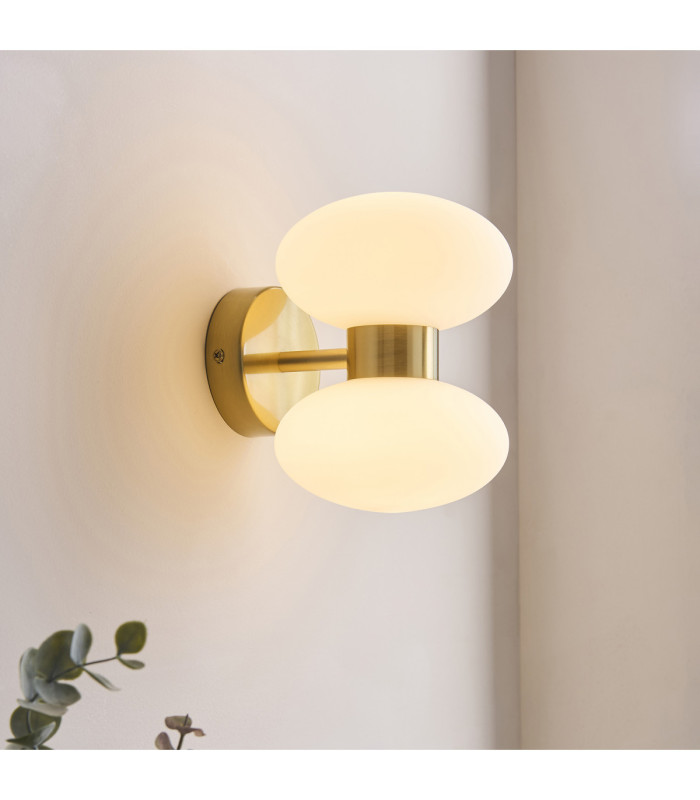 Rossano Up & Down Wall Lamp Warm Brass Opal Glass-3