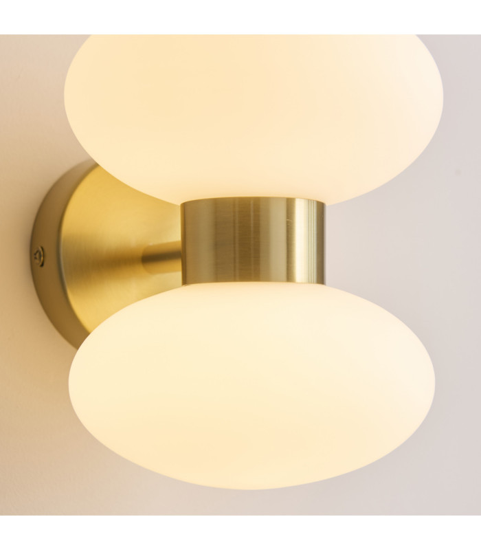 Rossano Up & Down Wall Lamp Warm Brass Opal Glass-6
