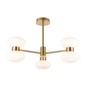 Rossano Multi Arm Semi Flush Ceiling Light Warm Brass Opal Glass-1