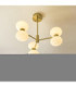 Rossano Multi Arm Semi Flush Ceiling Light Warm Brass Opal Glass-4