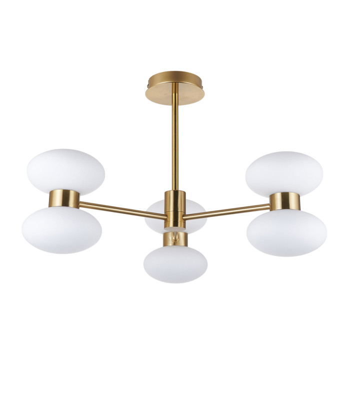Rossano Multi Arm Semi Flush Ceiling Light Warm Brass Opal Glass-8