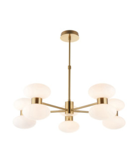 Rossano Multi Arm Semi Flush Ceiling Light Warm Brass Opal Glass-1
