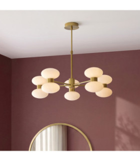 Rossano Multi Arm Semi Flush Ceiling Light Warm Brass Opal Glass-2