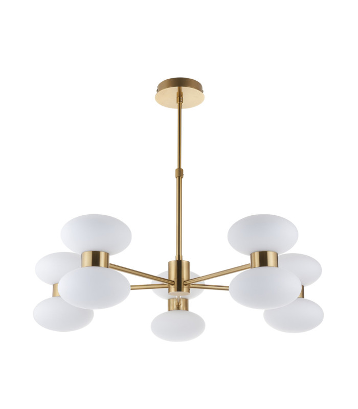Rossano Multi Arm Semi Flush Ceiling Light Warm Brass Opal Glass-8