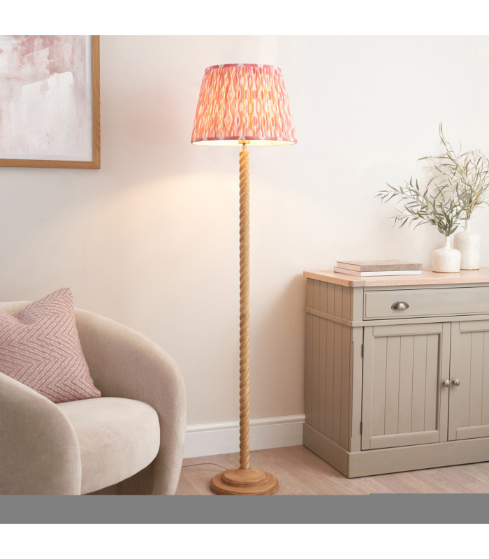 Twist & Ikat 40cm Floor Lamp Oak Resin Coral Pink-2