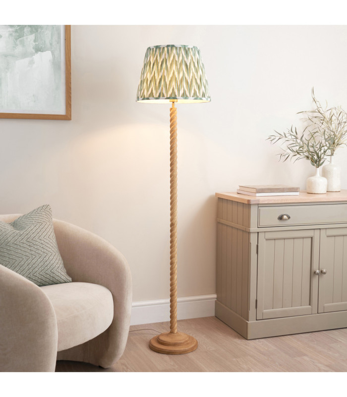Twist & ZigZag 40cm Floor Lamp Oak Resin Cotswold Green-2