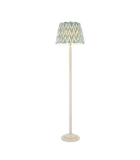Twist & ZigZag 40cm Floor Lamp Satin Almond White Cotswold Green-1