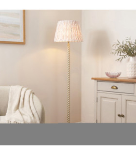 Twist & Ikat 40cm Floor Lamp Satin Almond White Neutral Print-2