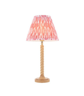 Twist & Ikat 25cm Table Lamp Oak Resin Coral Pink-1