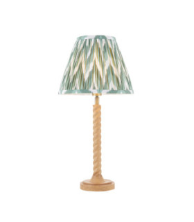 Twist & Zigzag25cm Table Lamp Oak Resin Cotswold Green-1