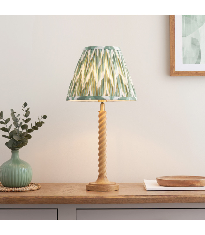 Twist & Zigzag25cm Table Lamp Oak Resin Cotswold Green-2