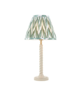 Twist & Zigzag 25cm Table Lamp Satin Almond White Cotswold Green-1