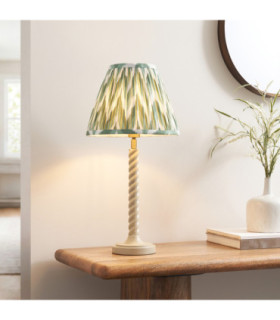 Twist & Zigzag 25cm Table Lamp Satin Almond White Cotswold Green-2