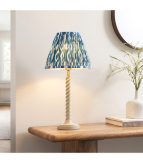 Twist & Ikat 25cm Table Lamp Satin Almond White Marlin Blue-2