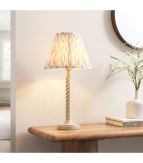 Twist & Ikat 25cm Table Lamp Satin Almond White Neutral Print-2