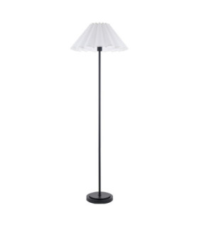 Arlo & Ayla 53cm Floor Lamp Matt Black Vintage White Cotton-1