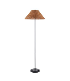 Arlo & Rattan 52cm Floor Lamp Matt Black Dark Rattan-1