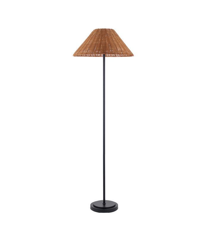 Arlo & Rattan 52cm Floor Lamp Matt Black Dark Rattan-1