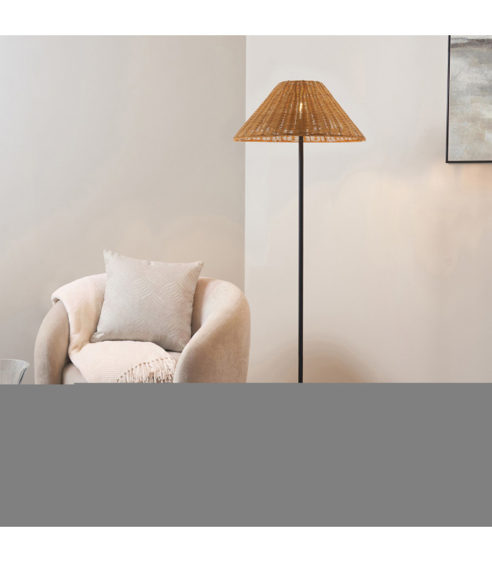 Arlo & Rattan 52cm Floor Lamp Matt Black Dark Rattan-2