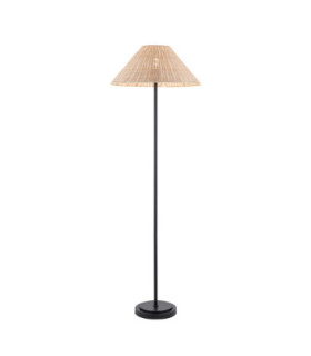Arlo & Rattan 52cm Floor Lamp Matt Black Natural Rattan-1