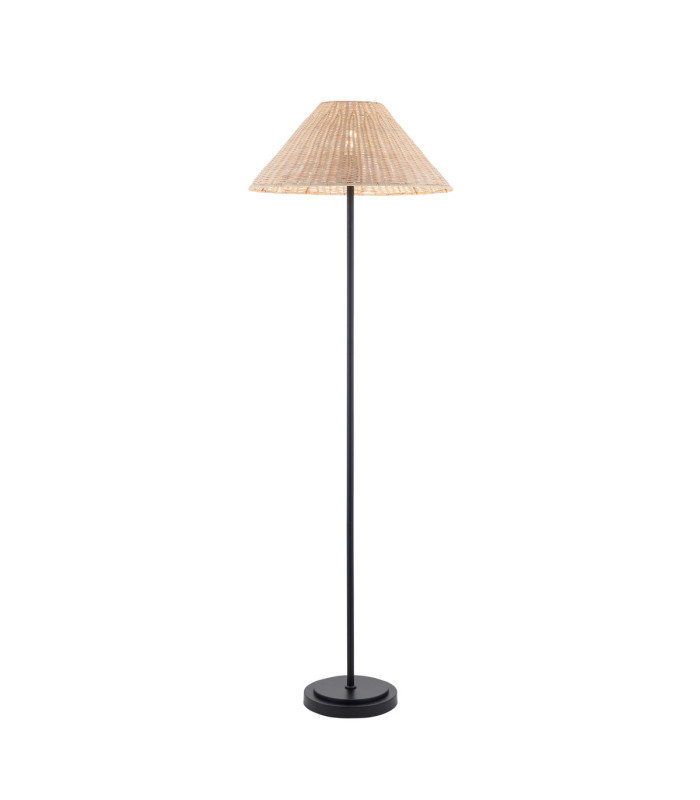 Arlo & Rattan 52cm Floor Lamp Matt Black Natural Rattan-1