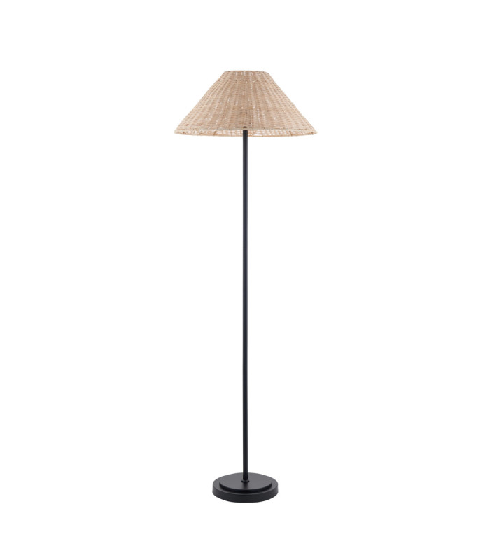 Arlo & Rattan 52cm Floor Lamp Matt Black Natural Rattan-8