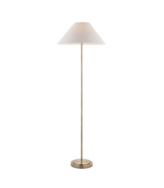 Arlo & Avalon 52cm Floor Lamp Antique Brass Natural Linen-1