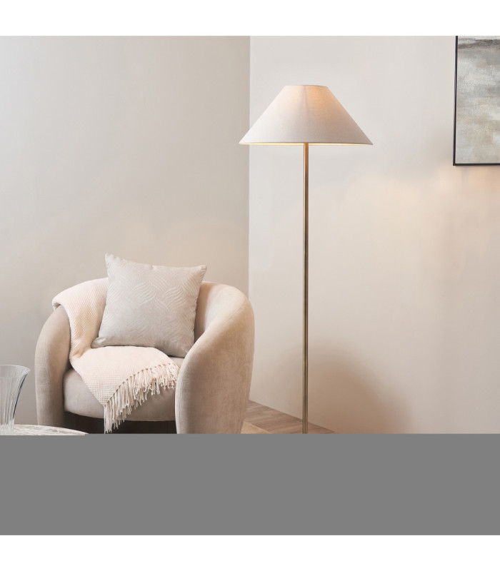 Arlo & Avalon 52cm Floor Lamp Antique Brass Natural Linen-2