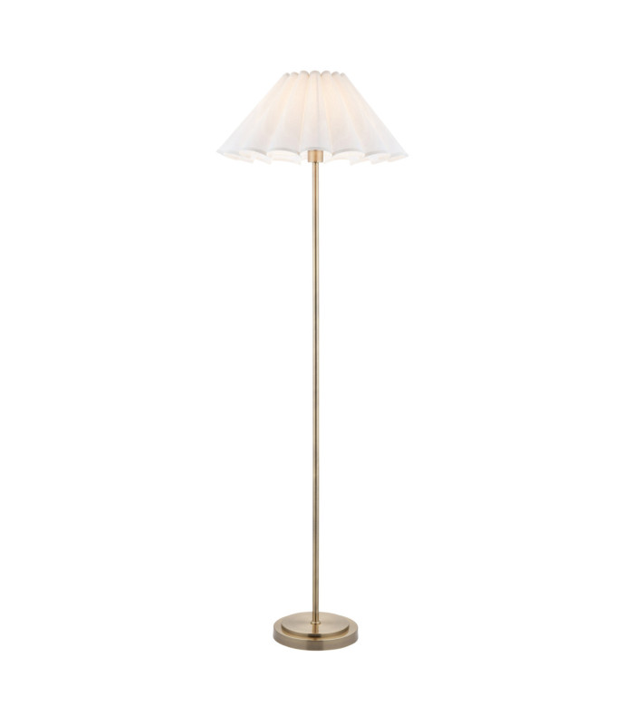 Arlo & Ayla 53cm Floor Lamp Antique Brass Vintage White Cotton-1