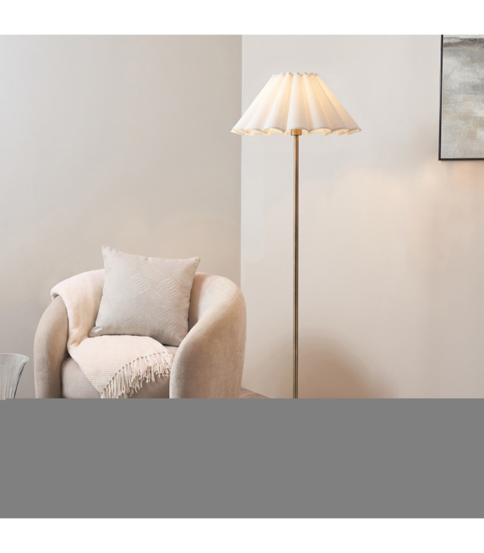 Arlo & Ayla 53cm Floor Lamp Antique Brass Vintage White Cotton-2