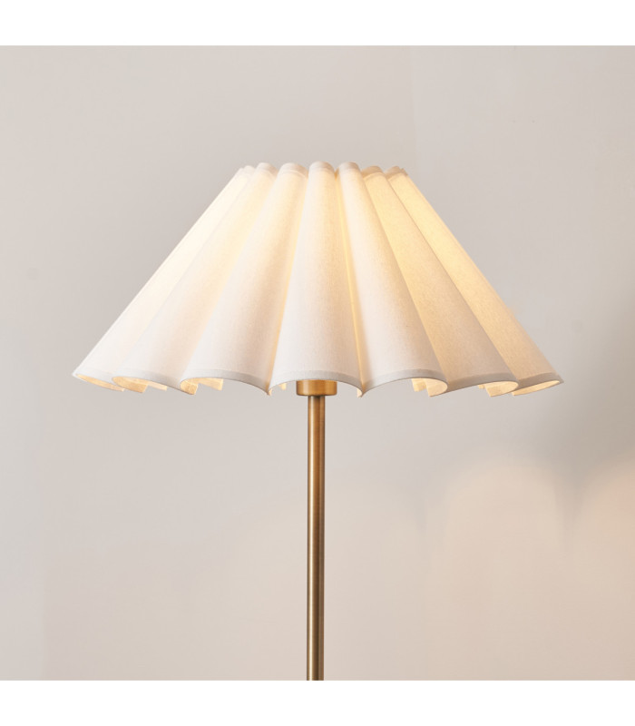 Arlo & Ayla 53cm Floor Lamp Antique Brass Vintage White Cotton-3