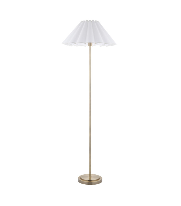 Arlo & Ayla 53cm Floor Lamp Antique Brass Vintage White Cotton-7