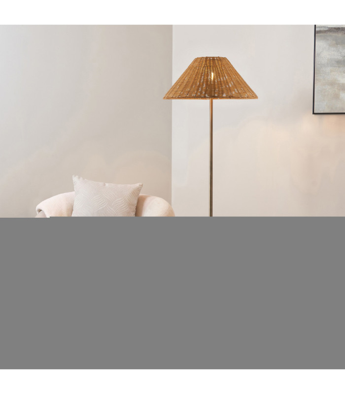 Arlo & Rattan 52cm Floor Lamp Antique Brass Dark Rattan-2