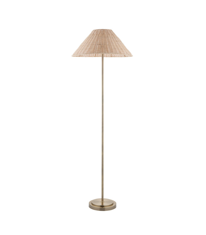 Arlo & Rattan 52cm Floor Lamp Antique Brass Natural Rattan-7