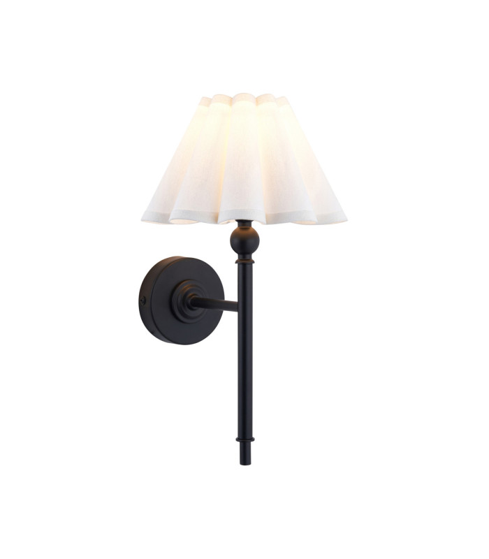 Sylvie Wall Lamp Matt Black Vintage White Cotton-1