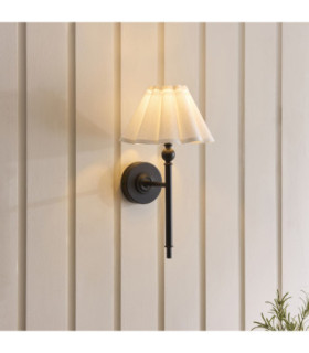 Sylvie Wall Lamp Matt Black Vintage White Cotton-2