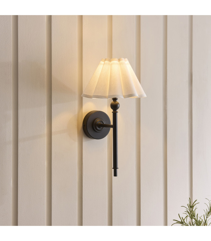 Sylvie Wall Lamp Matt Black Vintage White Cotton-2