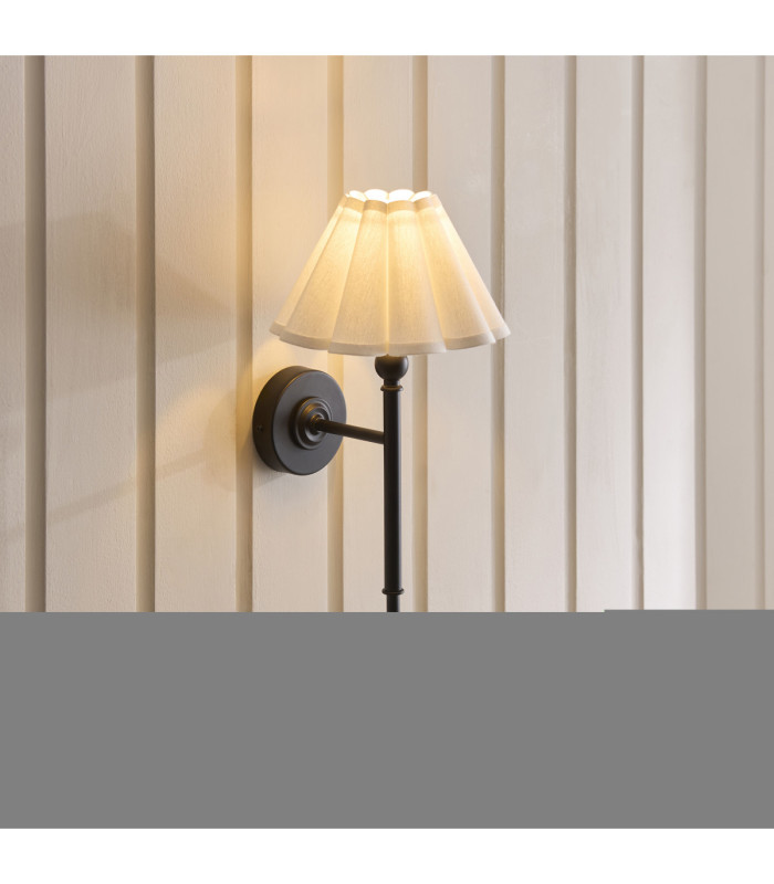 Sylvie Wall Lamp Matt Black Vintage White Cotton-3