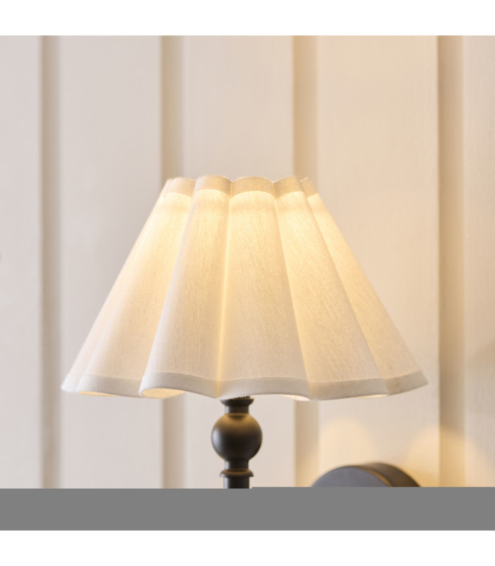 Sylvie Wall Lamp Matt Black Vintage White Cotton-5